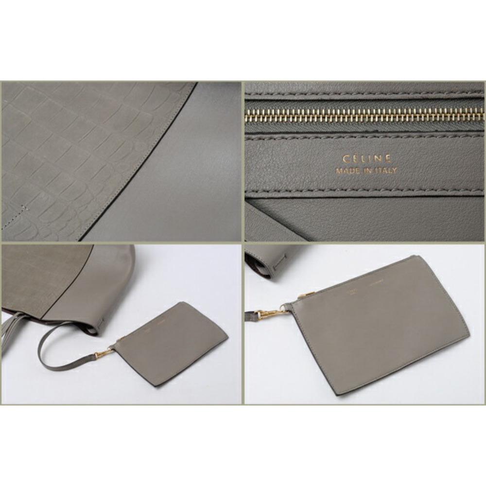 Celine Cabas Phantom tote bag Crocodile calfskin leather gray - Picture 3 of 6